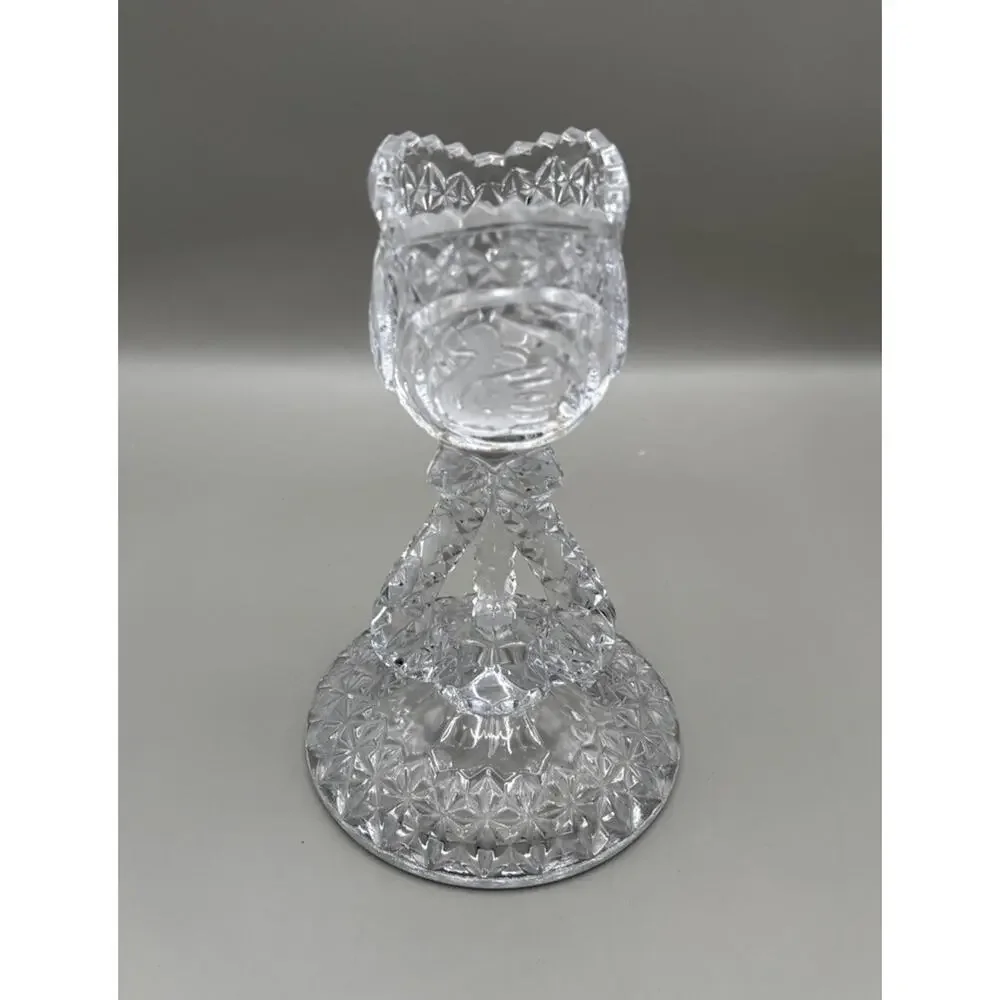 Vinatage Monarch Collection Lead Crystal Swann, Diamond Cut Taper Candle Holder